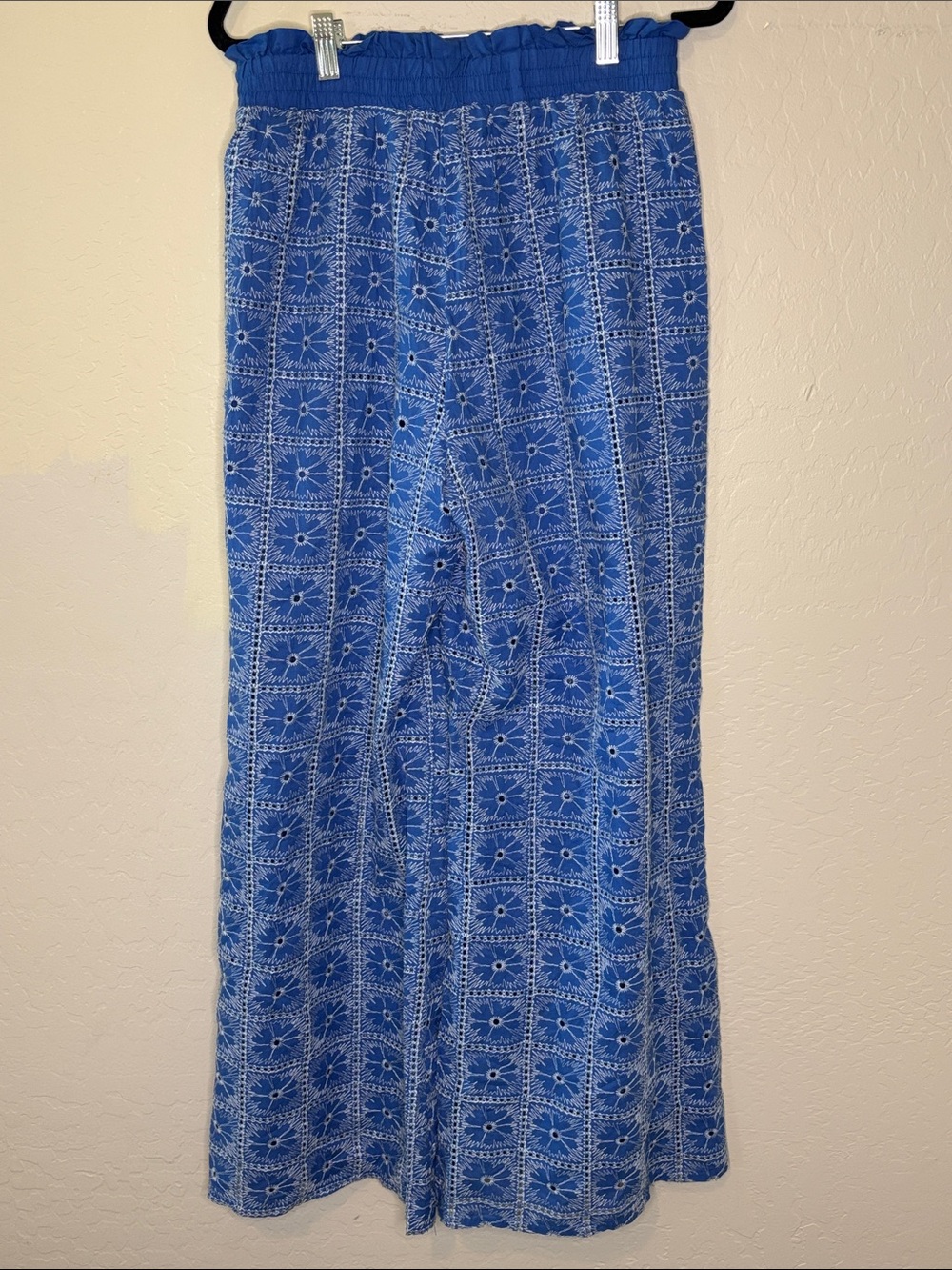 Blue Patterned Eyelet Pants - Picture 2 of 6